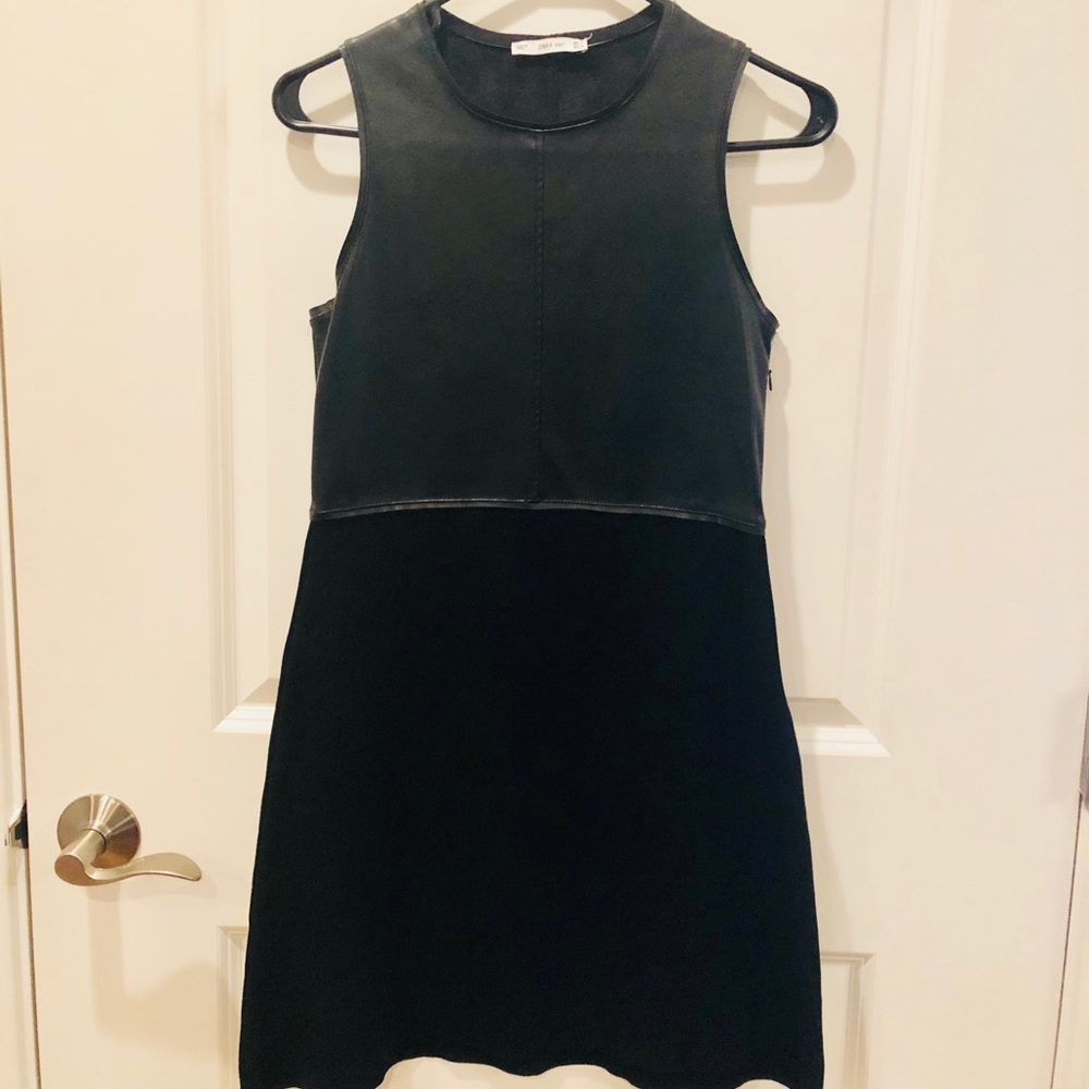Zara Leather and Knit Dress